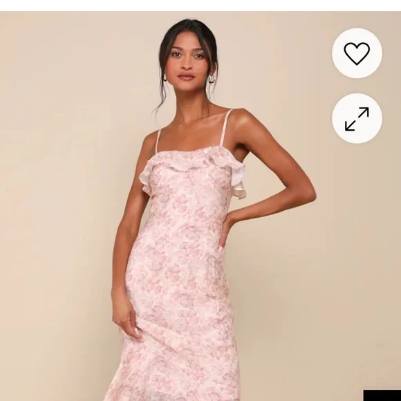 Lulus Cherished Sweetheart Dusty Pink Floral Bustier Midi Dress - Size XL - Picture 2 of 6